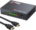 HDMI Splitter 1 in 4 Out -4K Hdmi Splitter 1x4 Ports v1.4 Powered 4K/2K Full Ultra HD 1080p US Adapter 3D Support. 