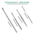 Ear Cleaning tool ,Ear wax remover Stainless Steel tool kit, Reusable Ear cleaner buds ,ear cleaner gadgets home, spring ear pick, wax remover for ears with Case(6pc). 
