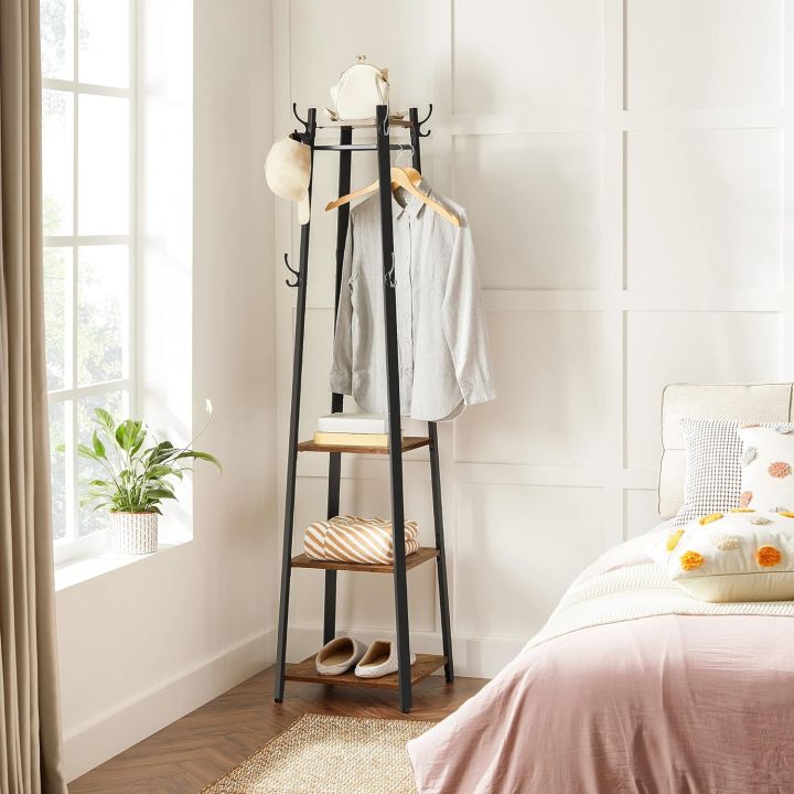 Coat%20Rack%20with%203%20Shelves,%20Stand%20with%20Hooks%20for%20Scarves,%20Bags%20and%20Umbrellas,%20Steel%20Frame,%20Industrial%20Style,%20Rustic%20Brown%20and%20Black%20-%20Image%205