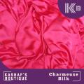 KB Shocking Pink Color Charmeuse Silk / Shamooz Silk for Shirt or Trouser for ladies / Girls UnStitched Plain. 