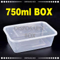750ml Disposable Food Storage Box, Clear Transparent Plastic, 750ml Microwave Plastic Box, 750ml Disposable Tiffin Box. 