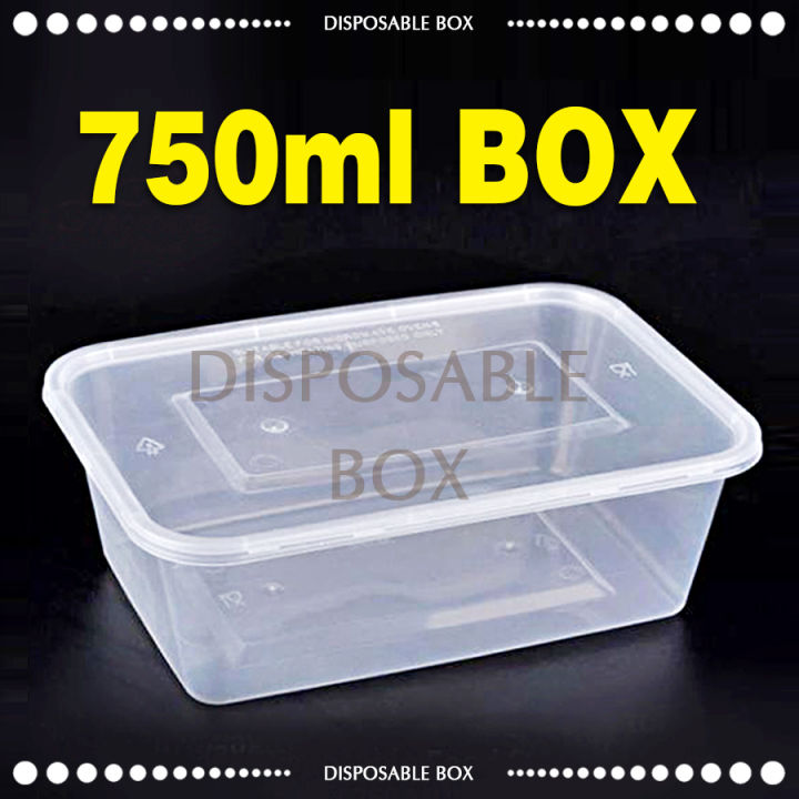 750ml Disposable Food Storage Box, Clear Transparent Plastic, 750ml Microwave Plastic Box, 750ml Disposable Tiffin Box