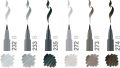 Faber-Castell Pitt Artist Brush Pen Set, Shadow, Grey Set of 6 Pens. 
