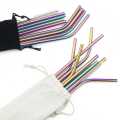 Rainbow Color Reusable Metal Straws Set  304 Stainless Steel Drinking Straw Milk Drinkware Party Accessory. 