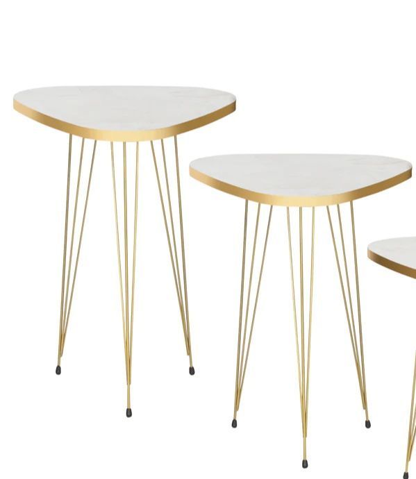 1 Pcs / Set of 3 Round Coffee Table HIGH Gloss Nesting End Tables - Round Wood Stacking Coffee Side Accent Tables with Metal Legs for Living Room, Home Office, Nightstands for Bedroom, Sturdy Easy Assembly - 3 Piece Nesting Table set for  living Room