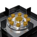 HANCO Tempered Glass Hob with Brass Burners (Model 607) - Auto Ignition Stove - Gas Type NG and LPG. 