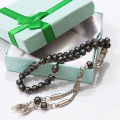 Sang e hadeed Stone Tasbeeh 33 & 100 Beads (Size 6MM) - Turkish Design Tasbih ( hematite ) muslim hadeed  e chini ( seeni ) zikr prayer Tasbeeh - handmade Rosary 6mm tasbi counter Stress Relaxation. 
