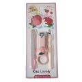 Kiss Lovely 3pcs Pedicure Tools Stainless Steel Pink Nails Clippers Pedicure Set For Woman BX3702. 