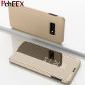 For Samsung Galaxy S10 Plus Phone Case, Smart Clear View Cover Flip Stand Mirror Casing. 