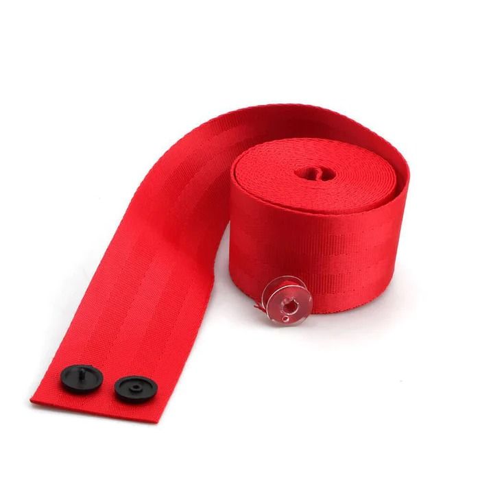 Universal Car Seat Belt 3.6-Meter Red Webbing Strap 2 Inch Fabric Racing Car Seat Safety Belt 1 Pc