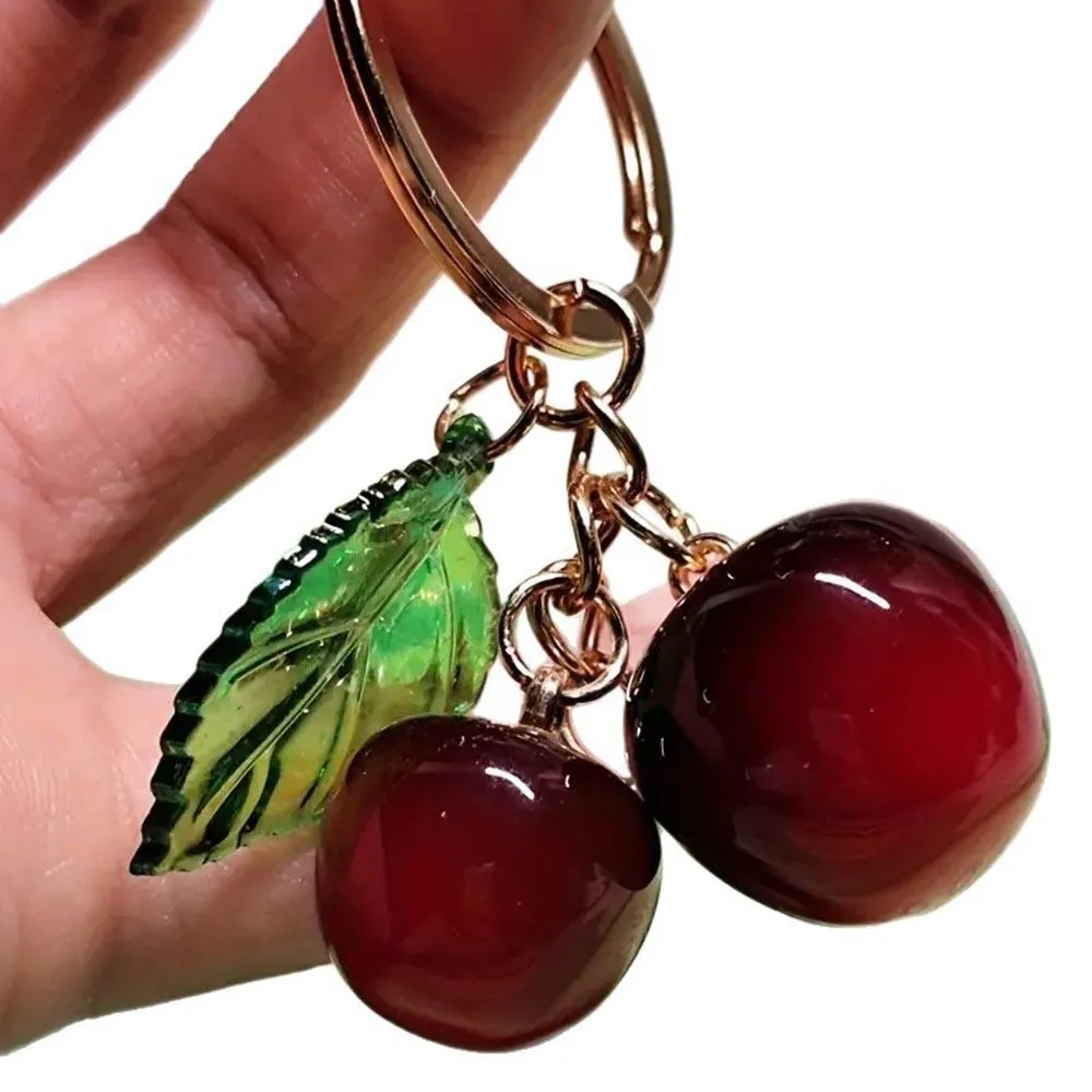 Red Cherry Keychain Backpack Key Ring