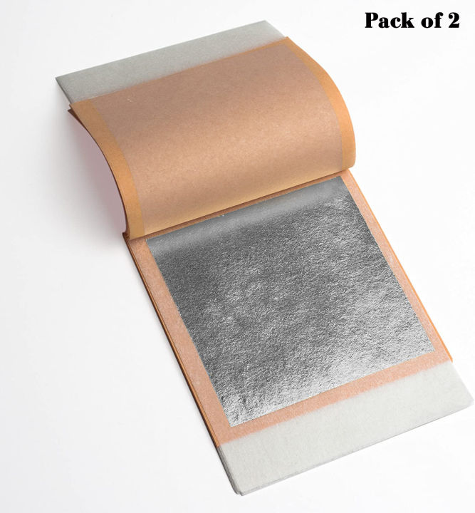 Pack of 2, 4, 6, 8, 10 Silver Leaf Foil Paper 9*9cm Chandi ka vark Art Craft Design Frame Decorative Material for Epoxy Resin
