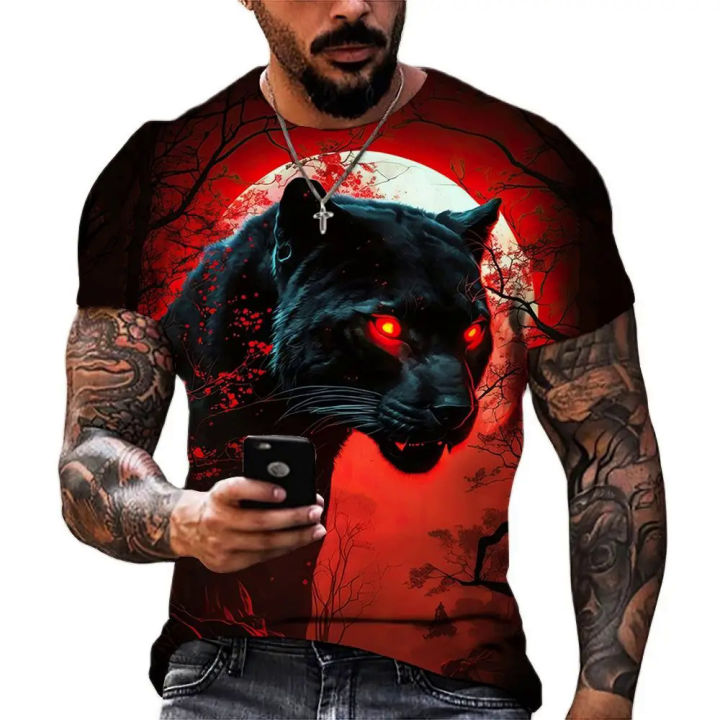 Men's T-shirt 3D tiger printing fashion funny animal graphic T-shirts leisure o-neck oversized short sleeve street trend tops