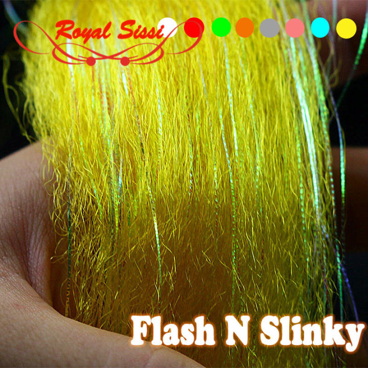 Royal Sissi 8 optional colors fly tying Flash N Slinky fiber long shimmer hair fuzzy fiber baitfish streamer fly tying materials Moonlight