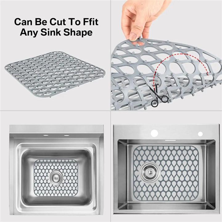 JAERBEE Silicone Sink Protectors for Kitchen, Folding Non-Slip Sink Mat Grid for Bottom of Stainless Steel Porcelain Sink 1Pcs