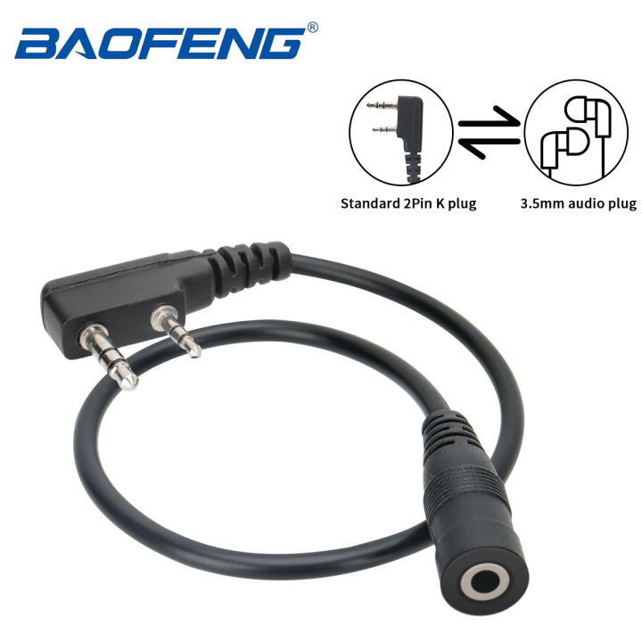 BAOFENG 2 Pin to 3.5mm Walkie Talkies Earpiece Adapter,Headset Adapter Cable Compatible with BAOFENG UV-5R BF-888S Two Way Radio