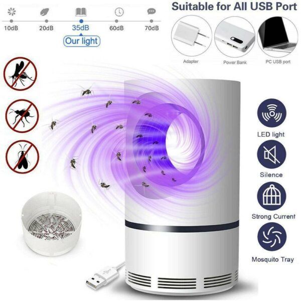 Electric Insect Killer, Mosquito Trap, UV Mute Mosquito Lamp, Portable USB Mosquito Repellent, Insect Trap for Bedroom, Indoor, Outdoor, Hotel, Camping