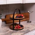 2-Tier Cupcake Stand -Wood Iron Dessert Serving Tray, Cake Stand With Handle Farmhouse Dessert Stand Modern Party Tiered Server Table Kitchen Home Display Round. Size 11.5″ x 8.75″ Approxmatily Customize by HB Steel Fixerr. 