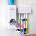 Toothpaste Dispenser with Tooth Brush Holder - White. 