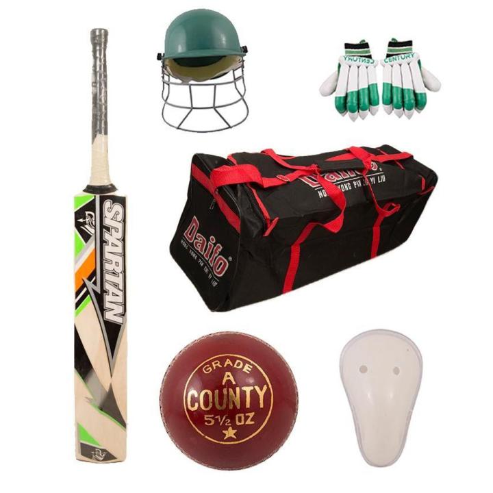 Pack of 6 - Cricket Kit (Hard Ball Bat+Hard Ball+Gloves+Cricket Kit Bag+Helmet+Under Guard