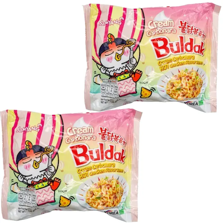 Samyang%20Buldak%20Cream%20Carbonara%20Hot%20Chicken%20Ramen%20%E2%80%93%20Korean%20Imported%20Noodles%20(Pack%20of%202,%20140g%20Each)%20-%20Image%203