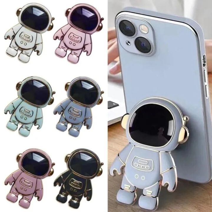Astronaut Phone Bracket Cute Cartoon Desktop Foldable Stand Accessories 3D Plating Anime Astronaut Phone Holder Stand Holder