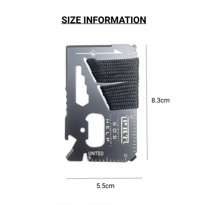 1 Black [HOT] Pocket Credit Card EDC Multi Tools Knife Screwdriver Cans Opener For Outdoors Camping Hiking BBQ Survival Emergency Rope Cutter