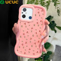 UCUC for Redmi 12C 11A Back Cover Little Red Cherry Creative Candy Color Wave Silicon Phone Protective Case. 