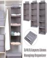 Pack of 2-Storage Box Compactor Clothes Hanging Organiser VERTICAL FOLDABLE HANGING Closet Organizer Storage Bag Wardrobe Cloth Pant Organizers Holder Foldable Clothing Storage Rack Shelves. 