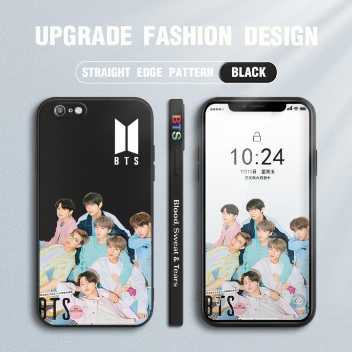 Jizetin for iPhone 6 / 6S Back Cover BTS Handsome Boys Team Liquid Silicone Phone Case Soft Full Camera Protect Phone Cases