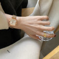 French vintage light luxury black gold small square watch women's ins niche design temperament student versatile mesh belt watch. 