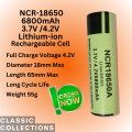 18650 6800mAh 3.7V NCR Lithium ion Rechargeable Battery Cell Pack of Two. 