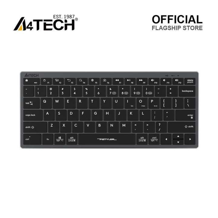 A4tech FBX51C Bluetooth & 2.4G Wireless Keyboard - Rechargeable USB Type C - Multi Device -2 cm Slim & Lightweight - Scissor Switch Keys - Multidevice Pairs Upto 4 Devices - For PC/Laptop/Tablet/iOS/Android/Smart TV
