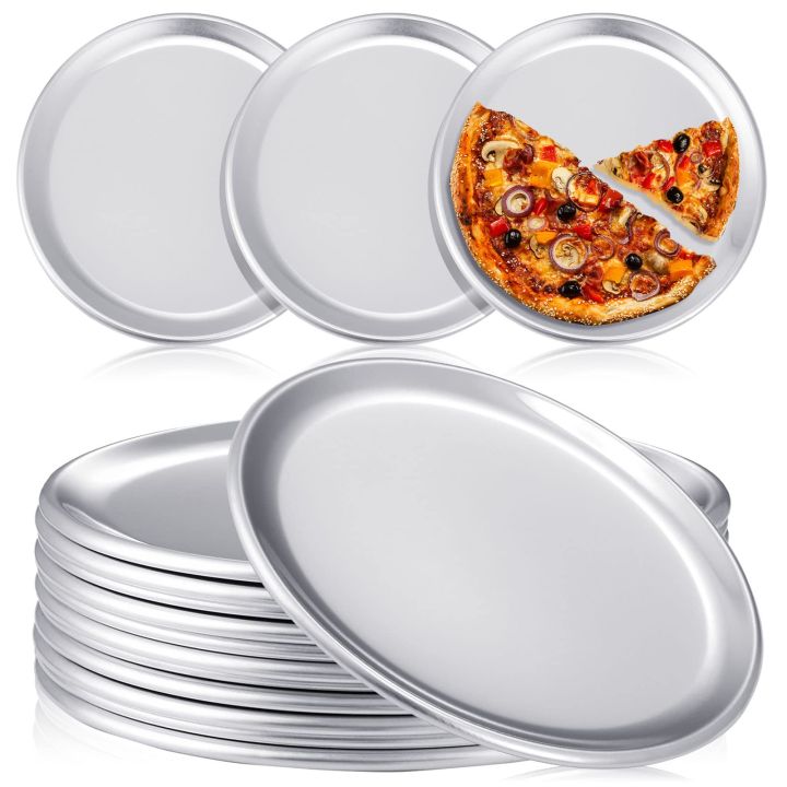 Pizza Baking Tray Round Metal Iron Made Baking Sheet 8 to 17 inch Pizza Pan Trays for Oven Baking, Non Toxic & Healthy, Heavy Duty & Dishwasher Safe