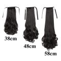 Long Curly Ponytail Wig Light Brown Drawstring Clip In Ponytail Hair Extensions Synthetic Heat Resistant Hair Tail. 