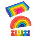 Wood Rainbow Natural Toy Children Block Rainbow Toy Building Block Educational Kindergarten Supplies Baby Toy. 