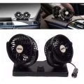 Double Headed Car Dashboard Fan 360 Degree Adjustable 12V. 