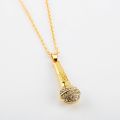 Microphone Crystal Chain Necklace Rapper Headphone Headset Music Note Guitar Charm Pendant Men Women Hip Hop Accessories. 