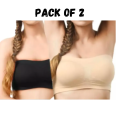 Pack of 2 Girls' New Fashion Free-size Strapless Bra ,black and skin  colour bra , seamless strapless bra without hooks or wires (Fit on 28-36). 