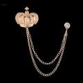 Crown Brooch Men's Brooch Suit Wedding Brooch Pin Suit Brooch with Chain for Scarf Tie Dress Career. 
