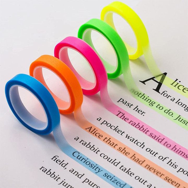 Practicals Stickers Practical 5 Rolls Highlighter Sticker Transparent PET Label Stickers ...