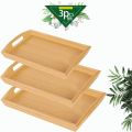 Premium Quality Set of 3 Bamboo Wooden Multipurpose Tray for Serving Food, Breakfast, Refreshment etc. (Set of 3 Different Sized Trays). 