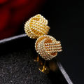 Fashion Women Round Ball Woven Twisted Rope Love Knot Stud Earrings Jewelry Gift. 