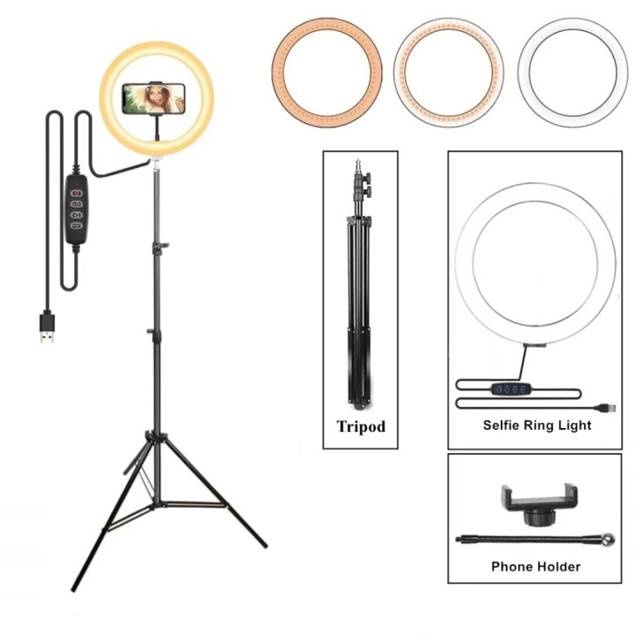 26cm%20Ring%20Light%20with%207ft%20Aluminium%20Tripod%20Stand%20&%20Mobile%20Holder%20(3%20Shades%20in%20Light)%20-%20Image%2010
