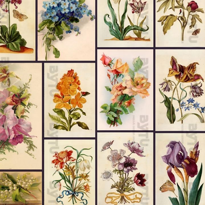 Vintage%20Flower%20Paintings%20Stickers%20for%20Journal%20Scrapbook%20Phone%20Cover%20-%20Image%202