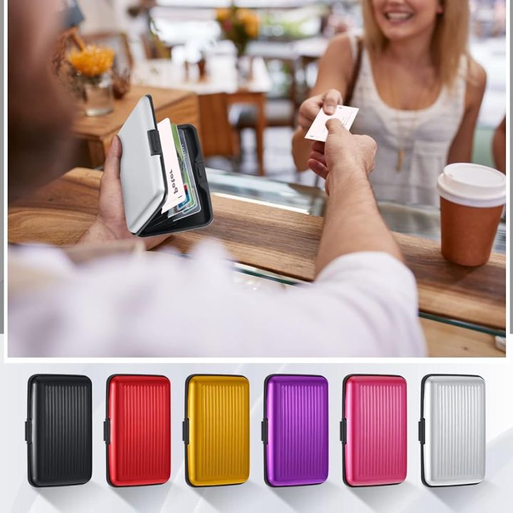 Aluminum Wallet Credit Cards Holder Multi Slim RFID Blocking ID Credit Card Case Protector Metal Card Holder for Men Women (Black, Red, Purple, Rose, Silver, Gold)