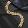 16/18/20/24inch Cuban Link Chain Hip Hop Men Necklace iced out chain 2 Row Rhinestone Paved Miami Rhombus Cuban Necklace. 
