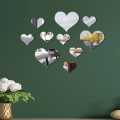 Acrylic Heart Mirror Wall Sticker. 