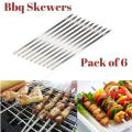 17 Inch Barbecue Skewers Flat Metal Skewers Stainless Steel Sikh Kebab BBQ Tikka Boti Grilling Skewers BBQ Sticks - Pack of 6. 