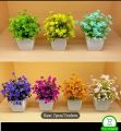 Pack of 6 Mini Plant Artificial Decoration Piece with pot Best for home & Office Decoration purpose. 